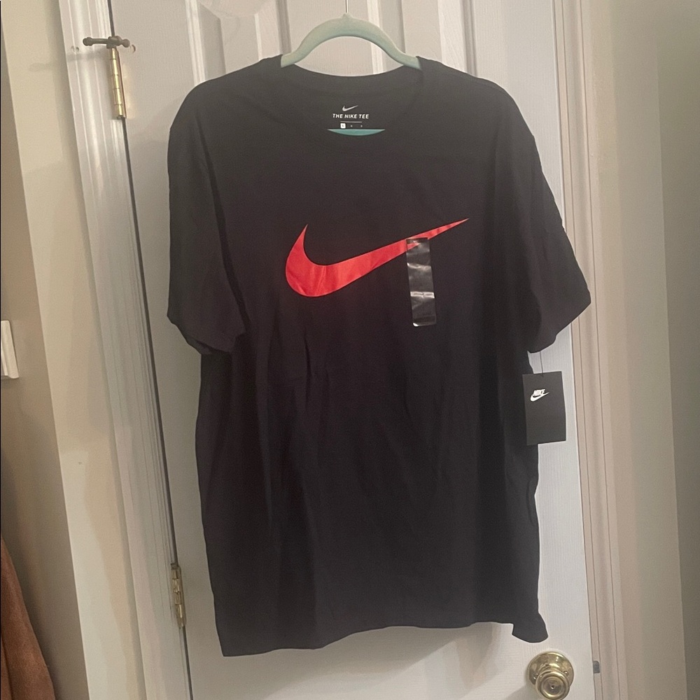 Nike Men's Black Tee with Red Logo